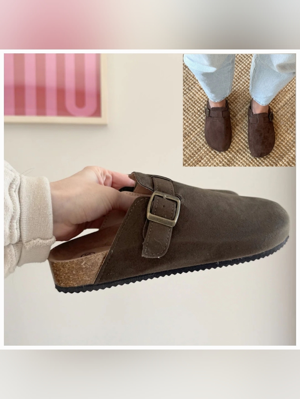 NWOT Nordic Suede Slip-On Clog with Buckle Size 7.5W